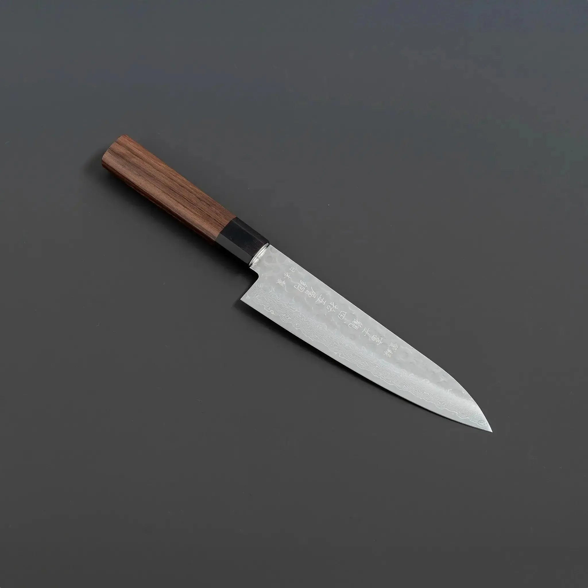 Fujikan Aus-10 Damascus Steel Gyuto Knife with ergonomic handle and razor-sharp edge for professional chefs 180mm