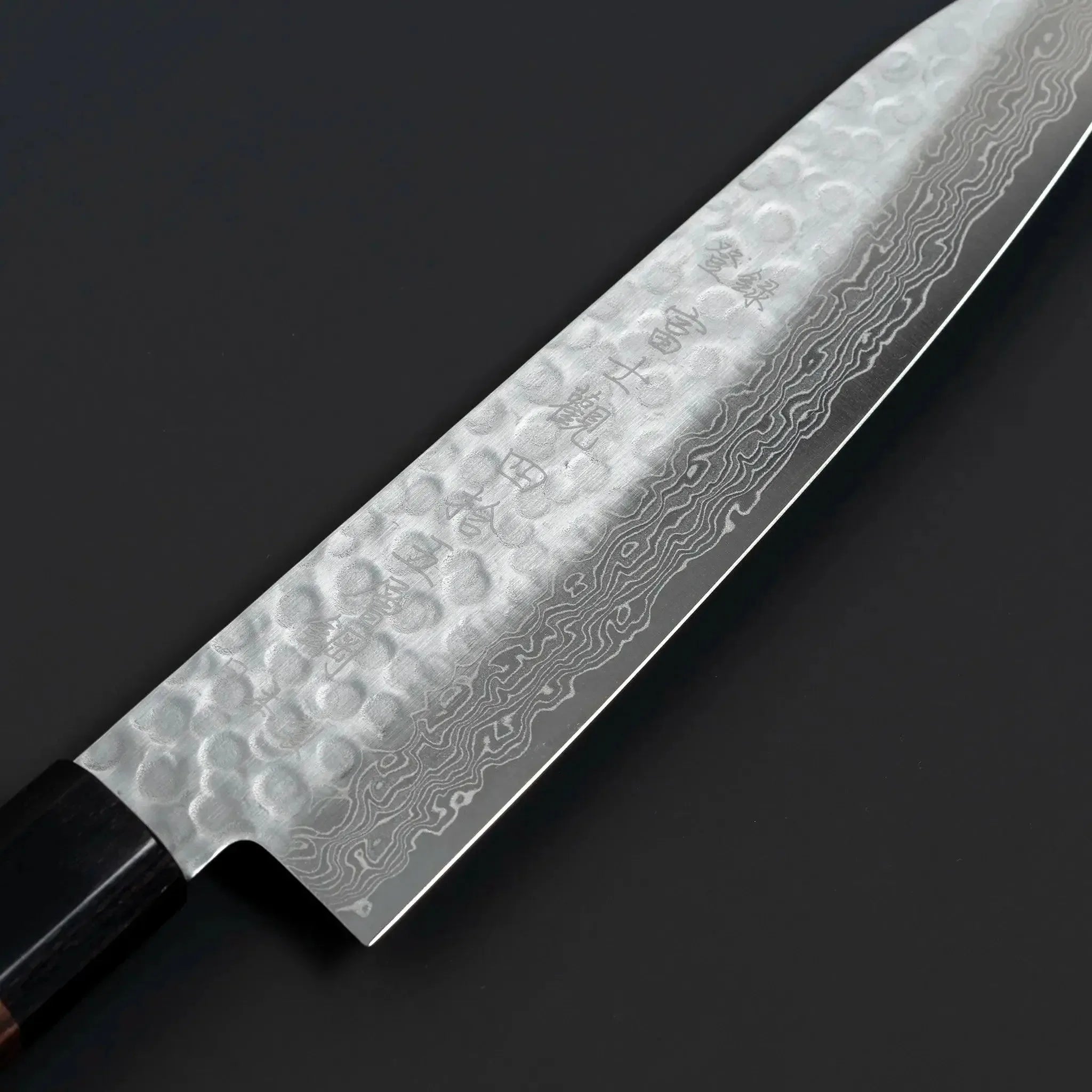 Fujikan Aus-10 Damascus Steel Gyuto Knife with ergonomic handle and razor-sharp edge for professional chefs