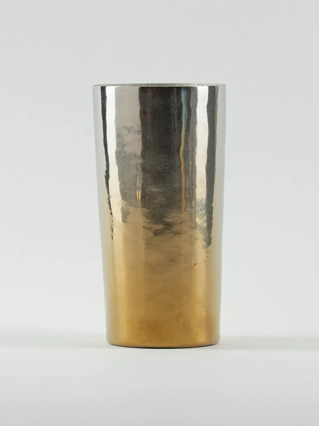 Front view of HORIE Saiko Series titanium tumbler (350ml), gold-silver gradient finish