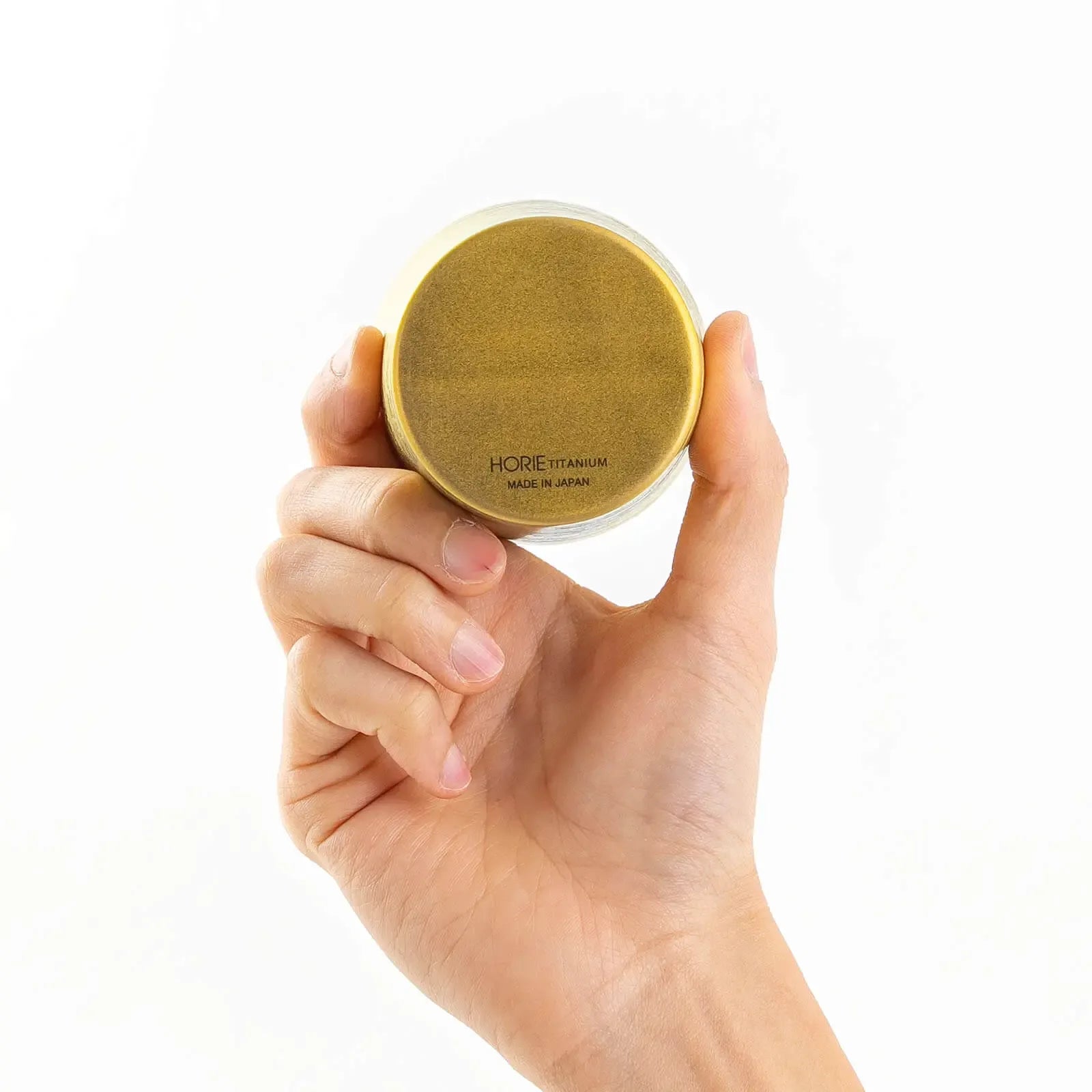 Titanium tumbler 270ml brown, bottom view showing base, HORIE Shirakaba Series