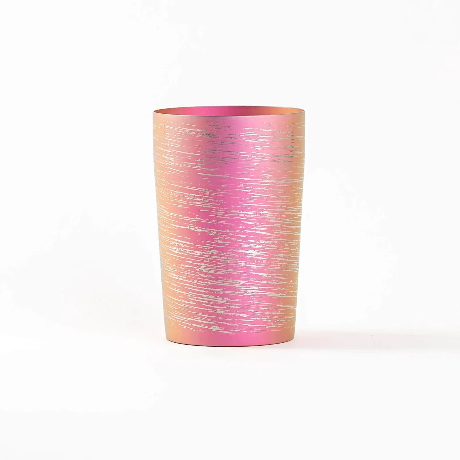Double-walled titanium tumbler 270ml pink, front view, HORIE Shirakaba Series