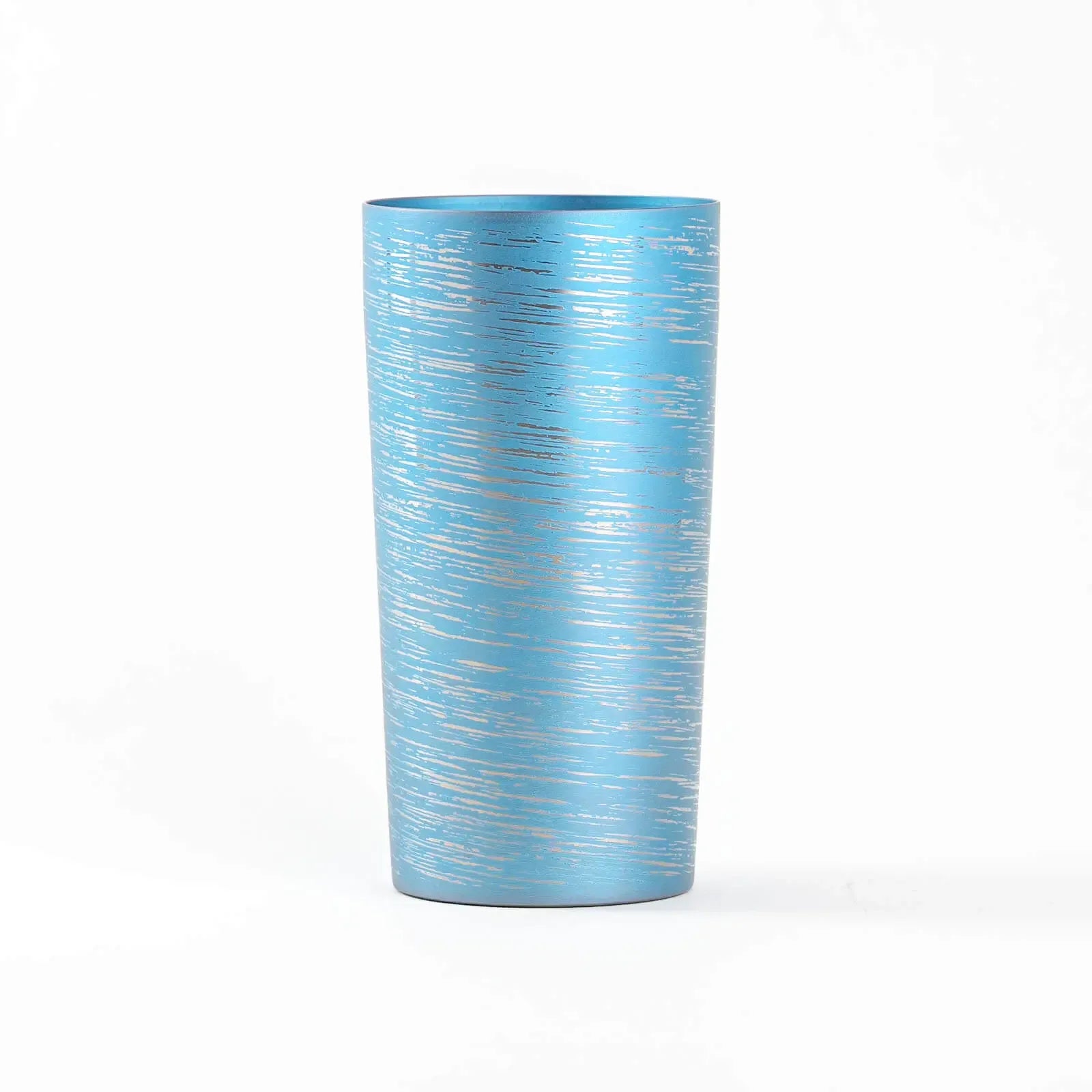 Double-walled titanium tumbler 350ml blue, front view, HORIE Shirakaba Series