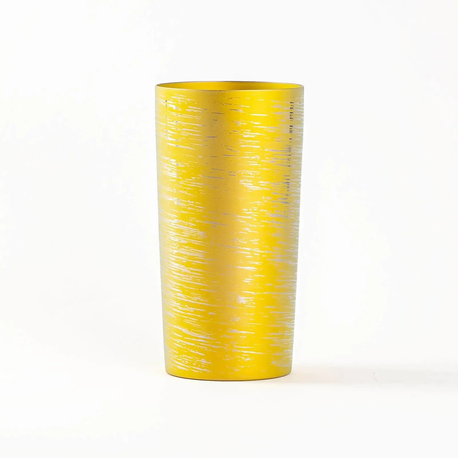 Double-walled titanium tumbler 350ml gold, front view, HORIE Shirakaba Series