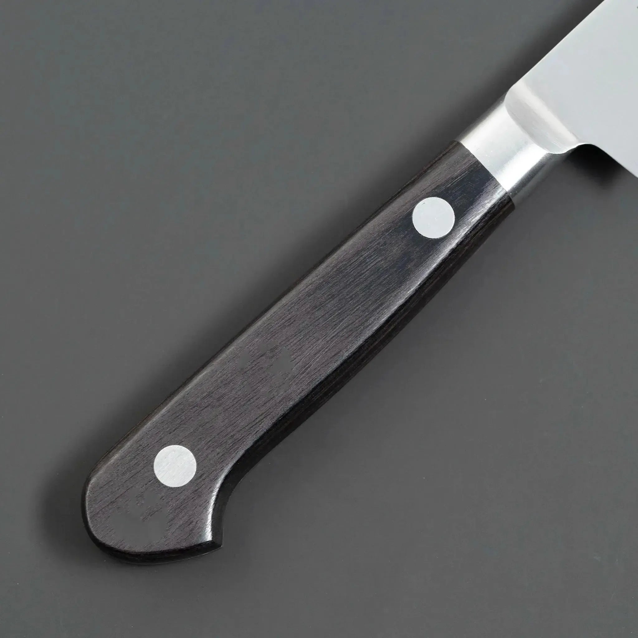 Misono Molybdenum Steel Series Gyuto Chef's Knife with Ergonomic Handle and Precision Blade Handle Front View