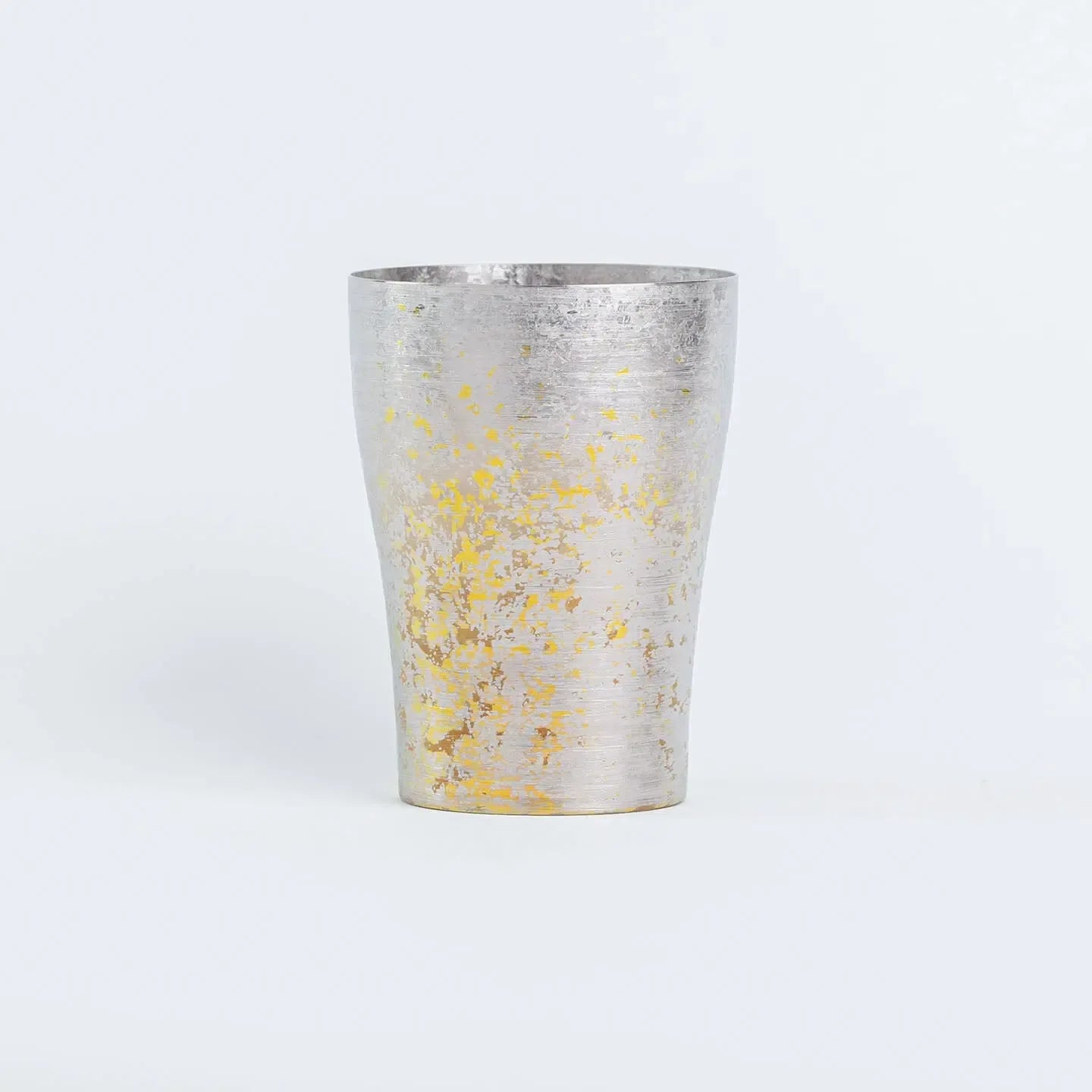 Front view of the HORIE Taiko Series 250ml Silver Titanium Tumbler with subtle yellow accents.