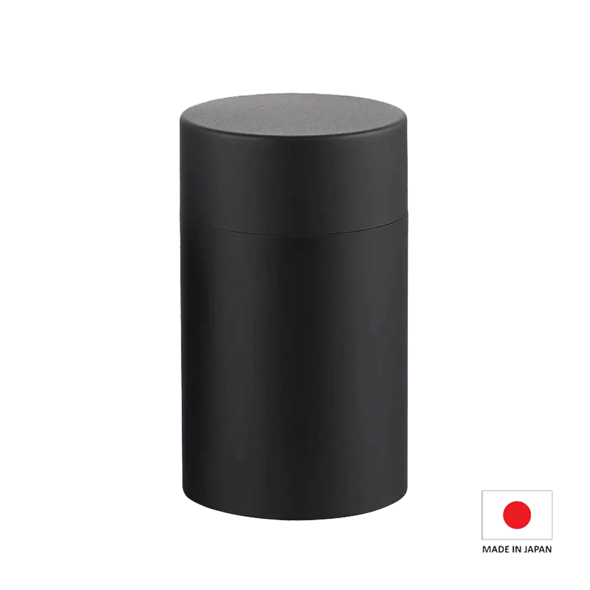 CHAKI Japanese Handmade Coarse-Finish Stainless Steel Tea Canister in Black, featuring a textured surface and traditional Japanese craftsmanship.