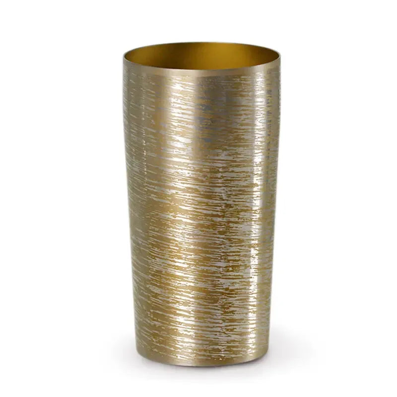 Double-walled titanium tumbler 350ml brown, front view, HORIE Shirakaba Series