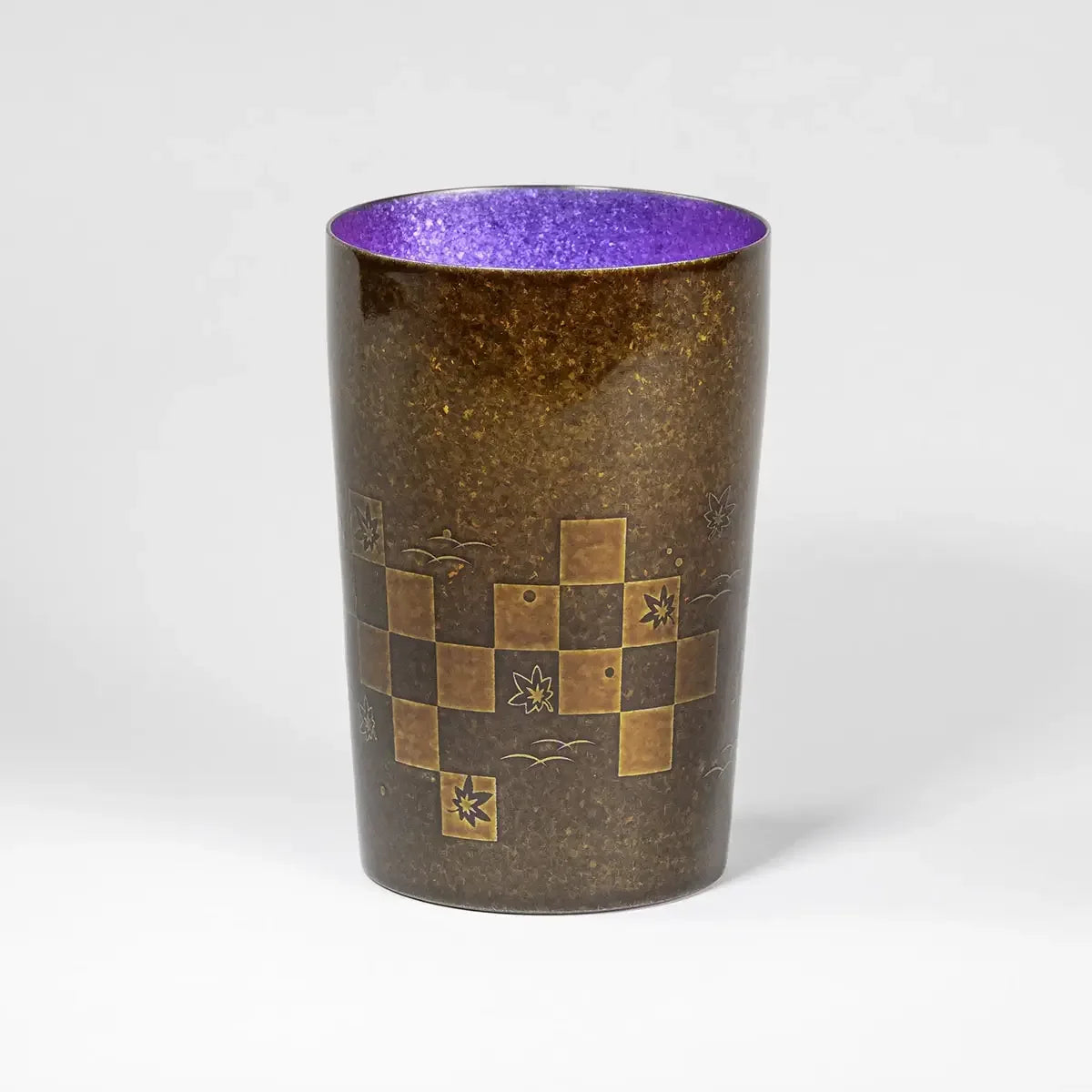 Front view of the HORIE Sandalwood Series Double-Walled Titanium Tumbler in purple, showcasing the rich color and elegant design.