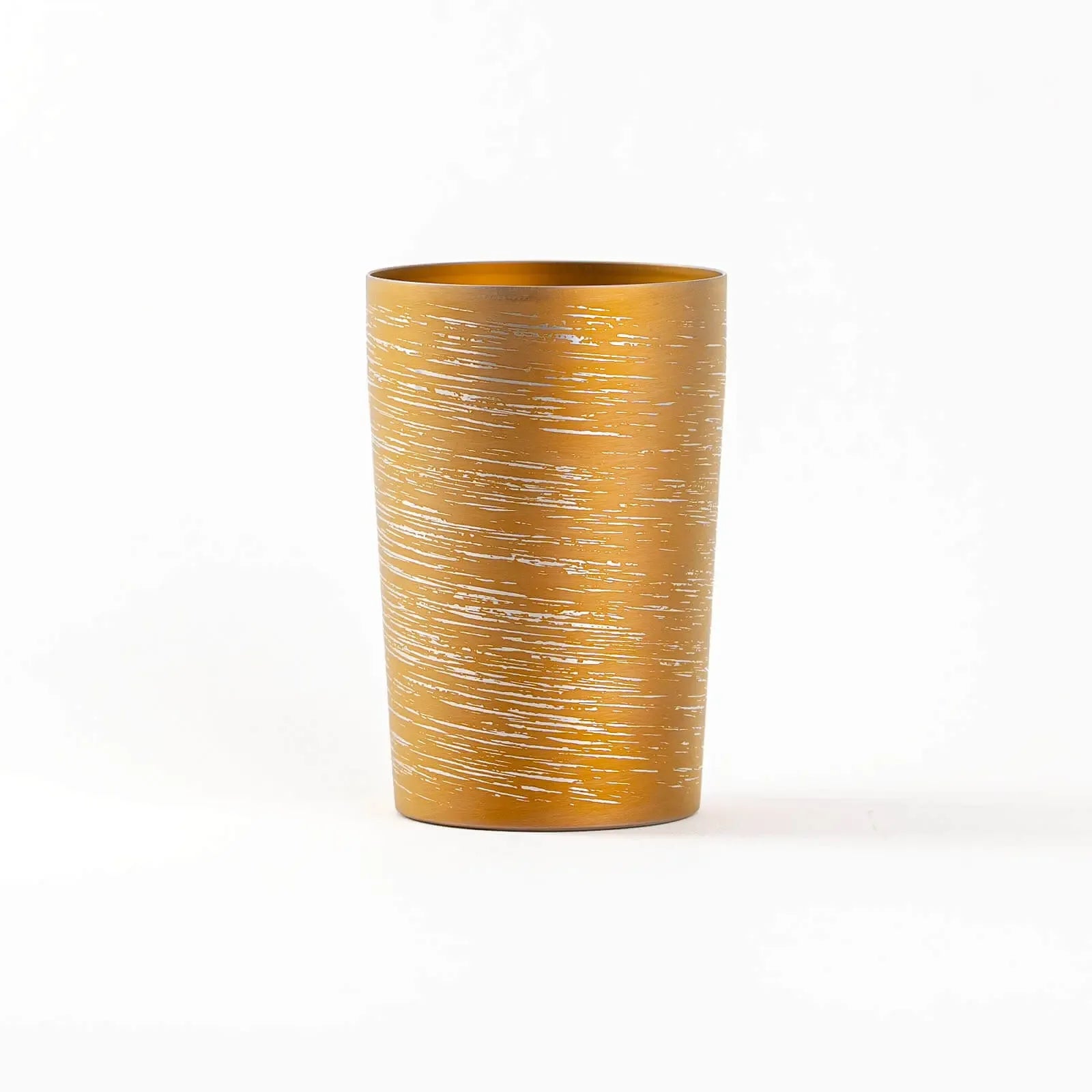 Double-walled titanium tumbler 270ml brown, front view, HORIE Shirakaba Series