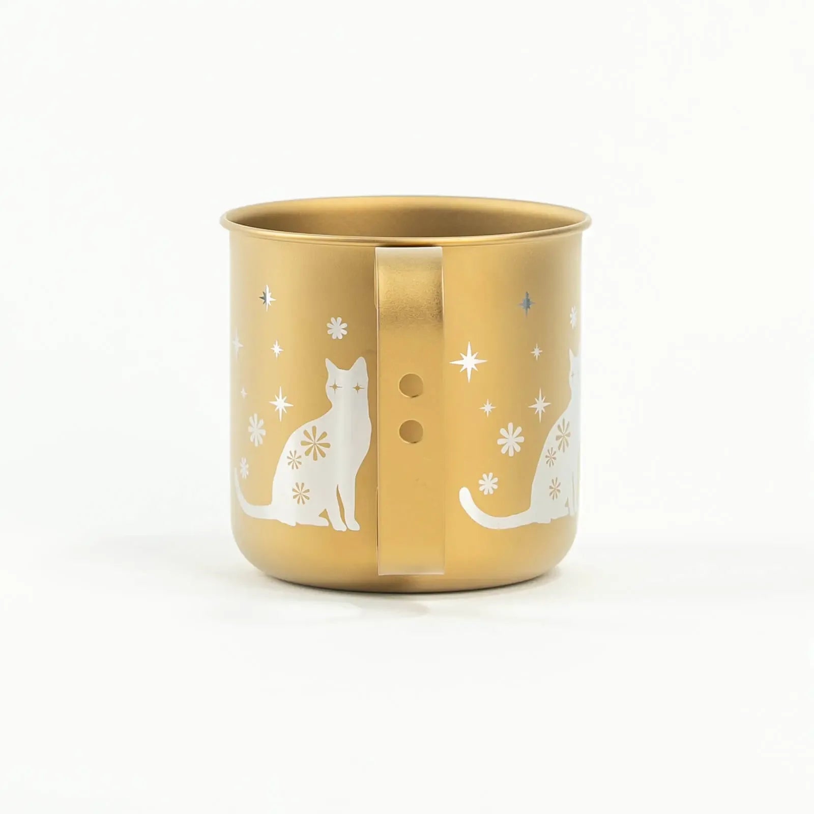 Angled view of HORIE titanium mug design