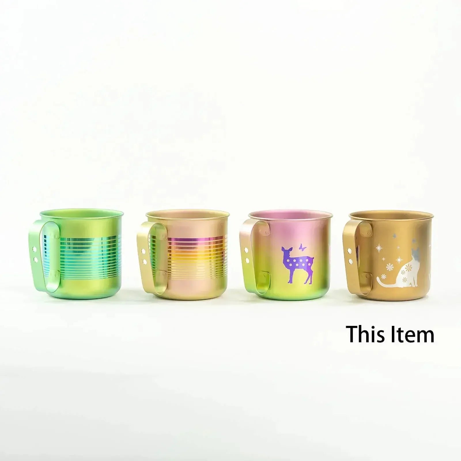 Gold Titanium Cat Mug – Lightweight, Durable & Perfect for Cat Lovers HORIE
