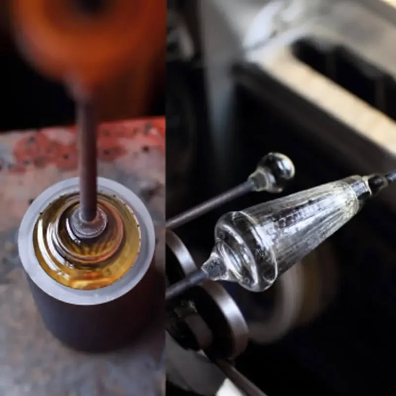 suntory x sghr crafe whiskey glass in mold during handmade production