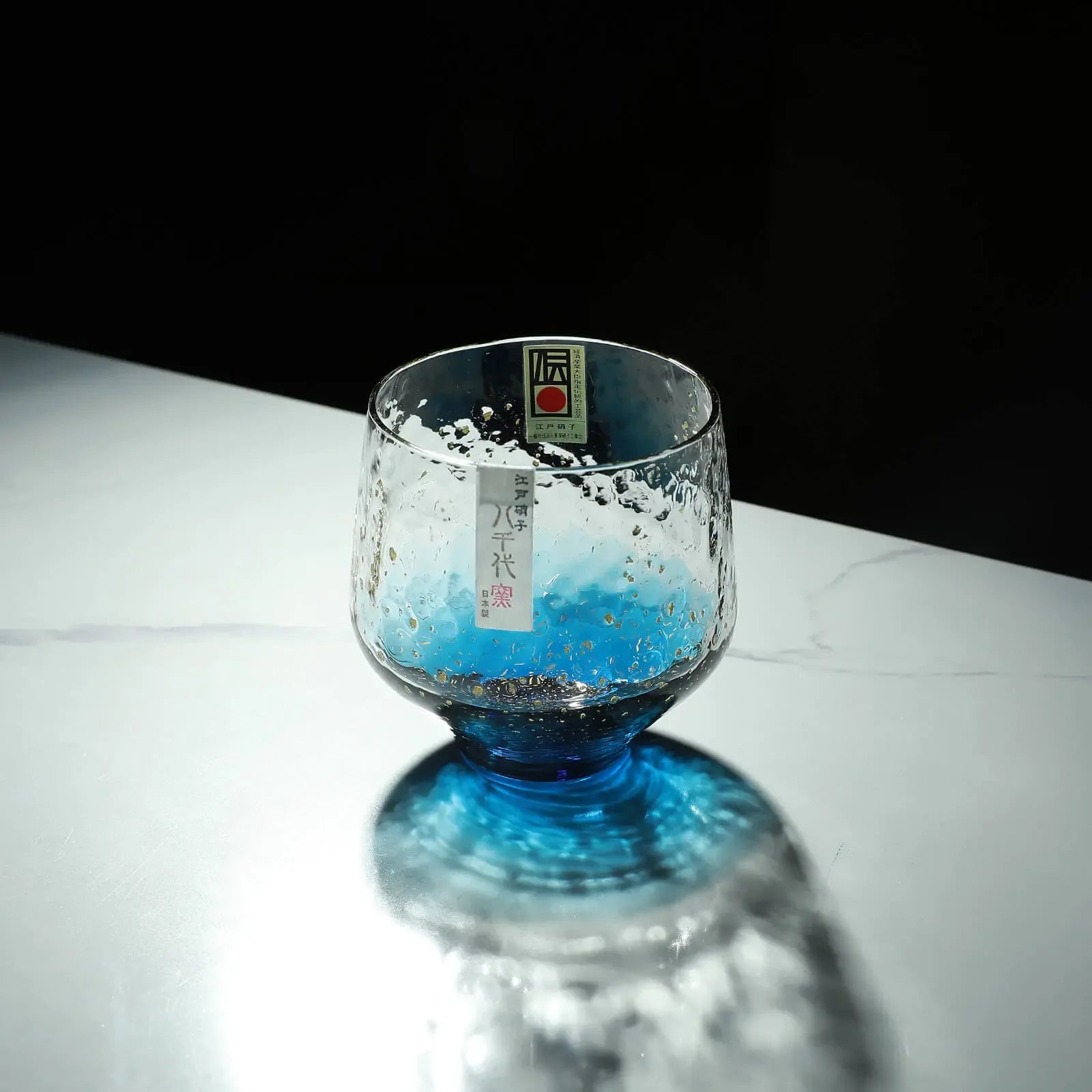 Close-up detail of handcrafted Toyo Sasaki Yachiyo Kiln rock tumbler 260ml